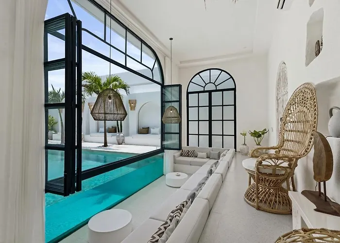 Chic All-white With Pool And Fire Pit