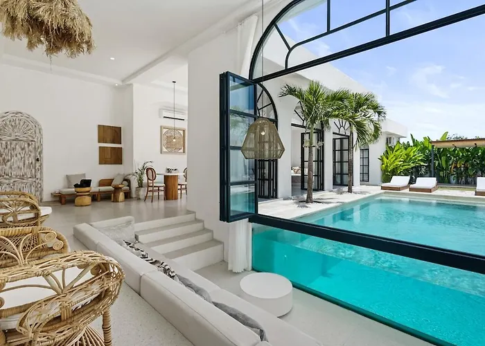 Chic All-white With Pool And Fire Pit Villa